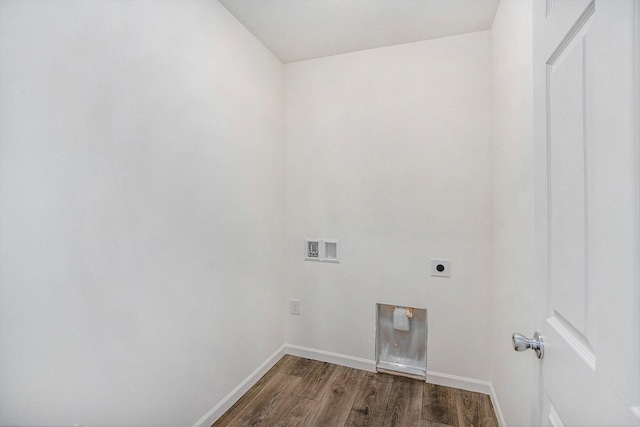 5698 Landrum Trl, Portage, MI 49024 - laundry area featuring electric dryer hookup, wood finished floors, and washer hookup