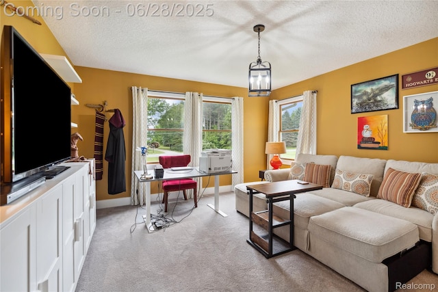 11852 Rathbun Rd, Birch Run, MI 48415 - living room with light colored carpet and a textured ceiling
