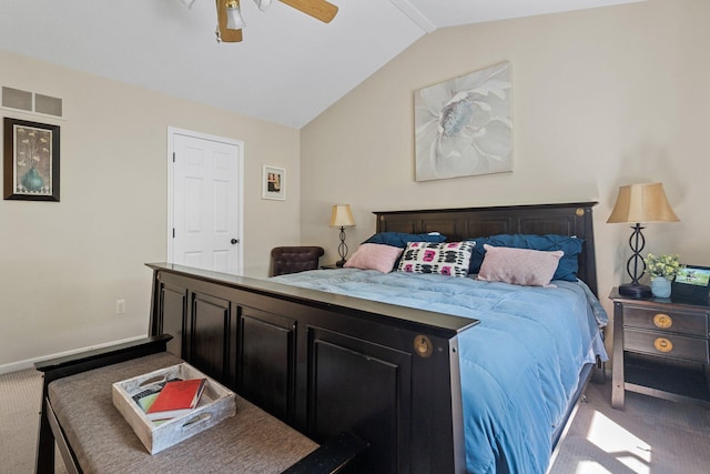 2062 Wildwood Trl, Saline, MI 48176 - bedroom with carpet flooring, lofted ceiling, and ceiling fan