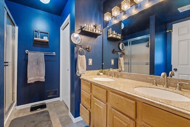 2062 Wildwood Trl, Saline, MI 48176 - full bathroom with a stall shower, tile patterned flooring, and double vanity