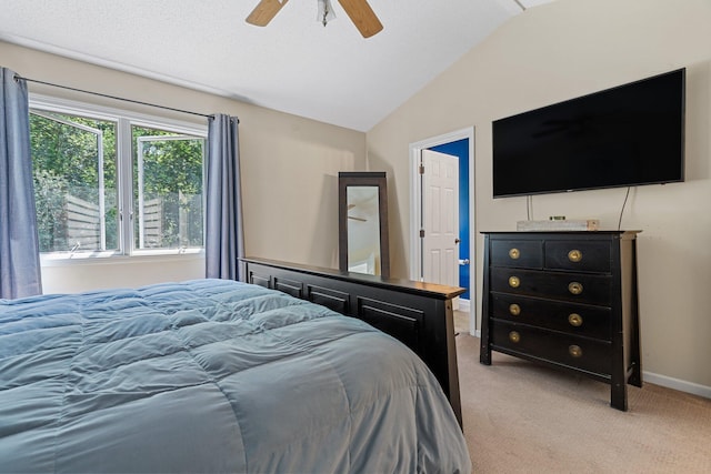 2062 Wildwood Trl, Saline, MI 48176 - bedroom featuring light colored carpet, vaulted ceiling, and ceiling fan