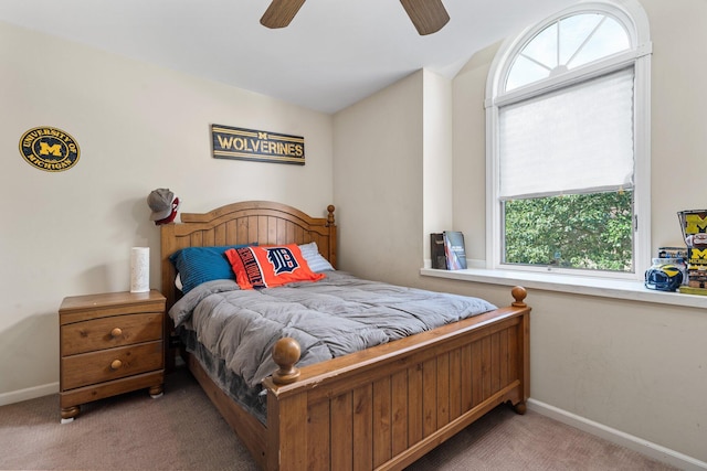2062 Wildwood Trl, Saline, MI 48176 - bedroom with light colored carpet and a ceiling fan