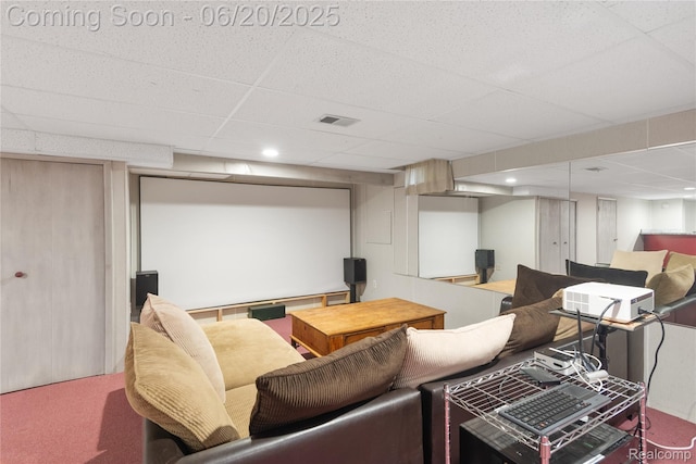 1484 Kings Pointe Rd, Grand Blanc, MI 48439 - carpeted cinema room featuring a paneled ceiling