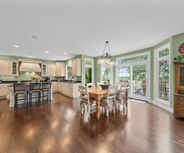 5011 Rockaway Ln, Clarkston, MI 48348 - dining space featuring dark wood-style flooring and recessed lighting