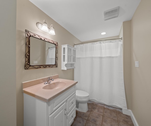 5011 Rockaway Ln, Clarkston, MI 48348 - bathroom featuring vanity, tile patterned floors, curtained shower, and recessed lighting