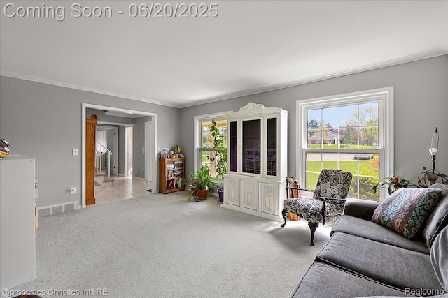 4160 Dawn Ln, West Bloomfield, MI 48323 - living area with crown molding and carpet