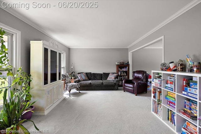 4160 Dawn Ln, West Bloomfield, MI 48323 - living room with carpet and crown molding