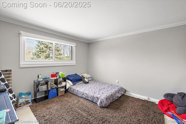 4160 Dawn Ln, West Bloomfield, MI 48323 - carpeted bedroom with crown molding and baseboards