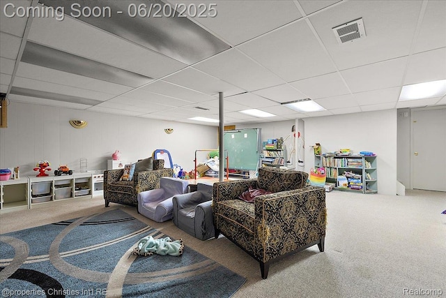 4160 Dawn Ln, West Bloomfield, MI 48323 - carpeted living area with a drop ceiling