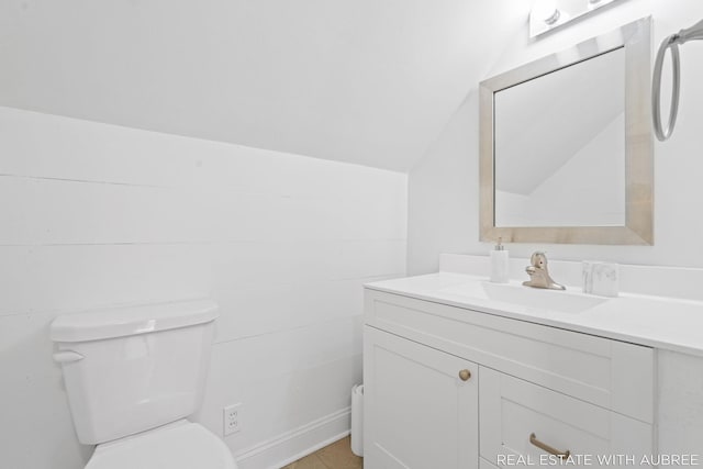 537 Graafschap Rd, Holland, MI 49423 - bathroom featuring vanity and vaulted ceiling