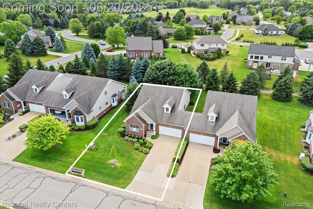 332 Asbury Ct, Highland, MI 48357 - aerial perspective of suburban area with property parcel outlined