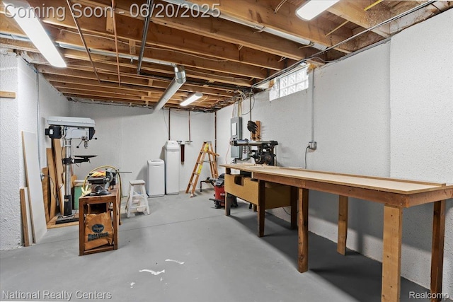 332 Asbury Ct, Highland, MI 48357 - below grade area with a water softener and a textured wall