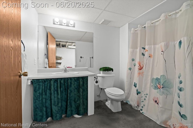 332 Asbury Ct, Highland, MI 48357 - full bath featuring a paneled ceiling, vanity, and curtained shower