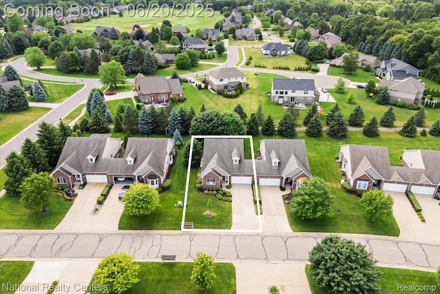 332 Asbury Ct, Highland, MI 48357 - aerial view of residential area featuring property parcel outlined