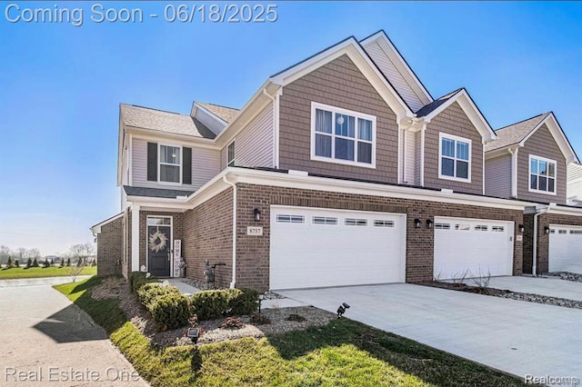 8757 Grove St, Washington, MI 48094 - view of front of house with brick siding, a garage, and driveway