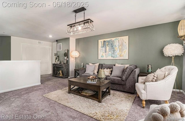 8757 Grove St, Washington, MI 48094 - carpeted living area with baseboards and recessed lighting