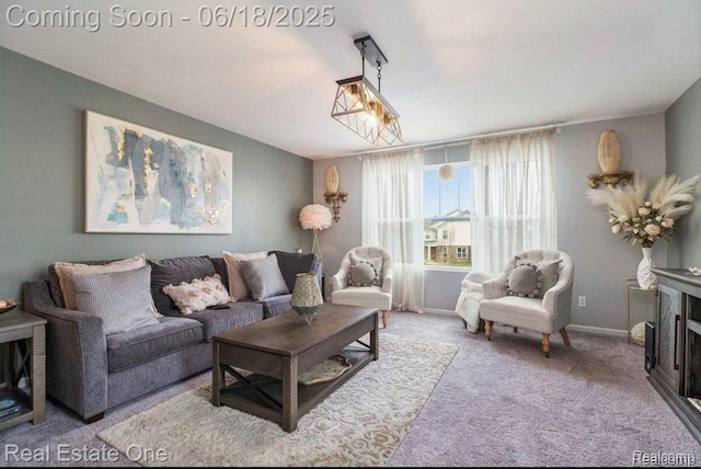 8757 Grove St, Washington, MI 48094 - carpeted living room with baseboards