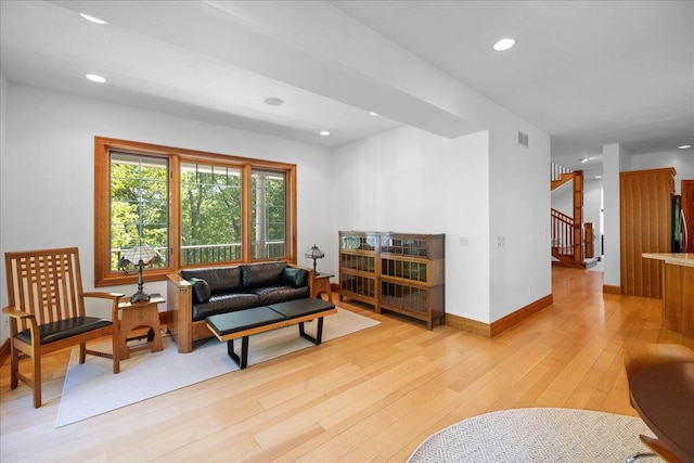 4679-4681 Forest Ridge Dr, Holland, MI 49423 - living room with hardwood / wood-style floors, stairway, and recessed lighting