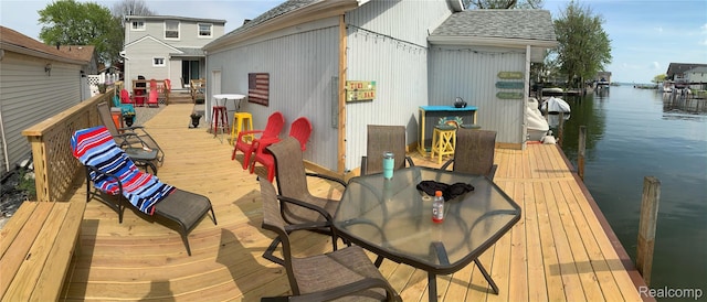 37805 Maplehill St, Harrison Township, MI 48045 - wooden terrace with a water view and a dock