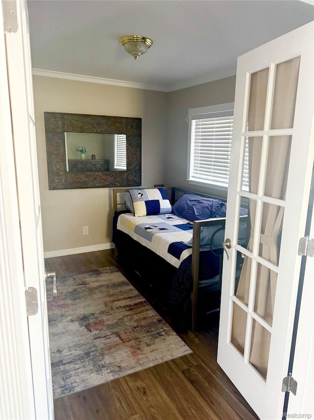 37805 Maplehill St, Harrison Township, MI 48045 - bedroom featuring wood finished floors, ornamental molding, and french doors