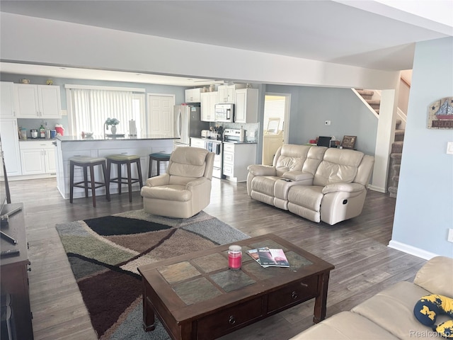 37805 Maplehill St, Harrison Township, MI 48045 - living area featuring stairway and wood finished floors