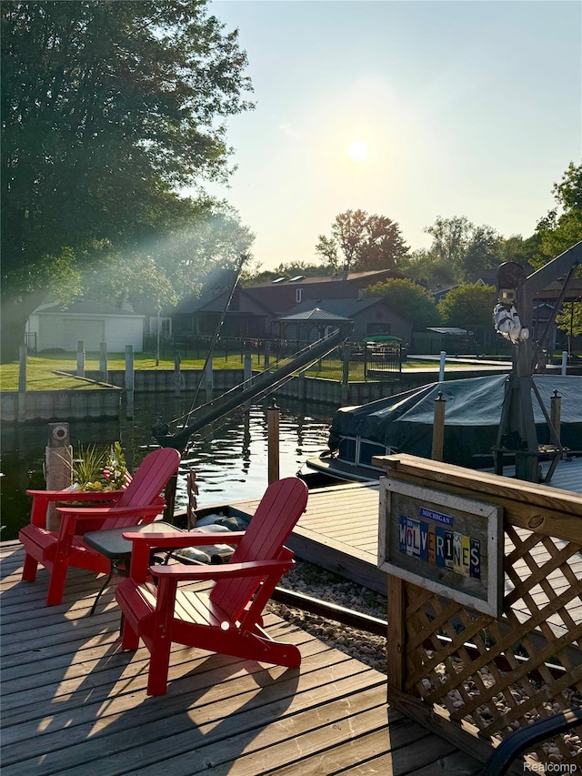 37805 Maplehill St, Harrison Township, MI 48045 - wooden deck with a dock
