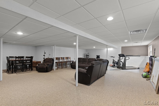 3054 Windmill Dr, Adrian, MI 49221 - living area with a paneled ceiling and recessed lighting