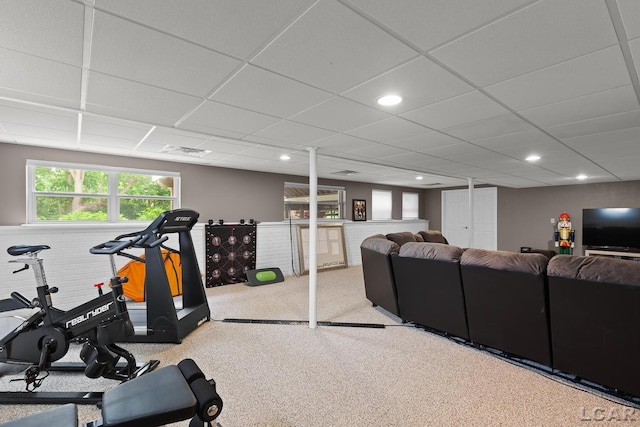 3054 Windmill Dr, Adrian, MI 49221 - exercise room with carpet flooring, recessed lighting, and a drop ceiling