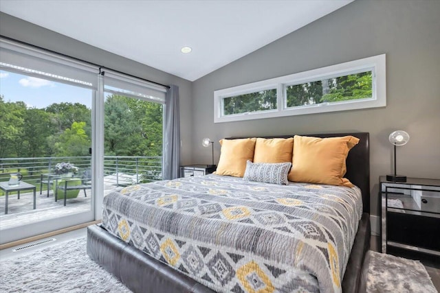 16128 Walnut Ct, Three Oaks, MI 49128 - bedroom with access to exterior and vaulted ceiling