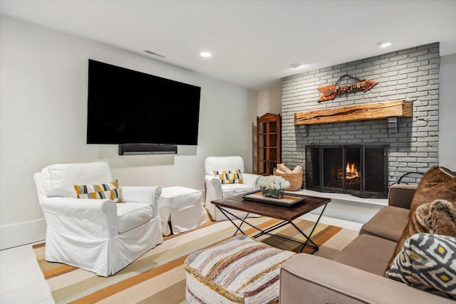 16128 Walnut Ct, Three Oaks, MI 49128 - living room featuring a fireplace and recessed lighting
