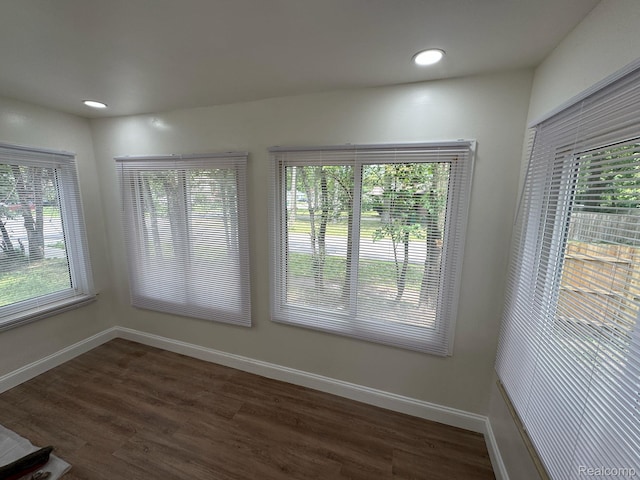 28905 Hennepin St, Dearborn Heights, MI 48135 - unfurnished dining area featuring dark wood-type flooring and recessed lighting