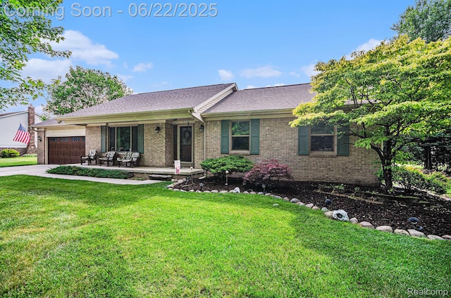9300 Clippert St, Taylor, MI 48180 - ranch-style home with an attached garage, brick siding, a front lawn, and concrete driveway