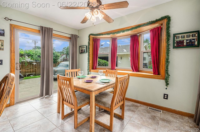 9300 Clippert St, Taylor, MI 48180 - dining space with ceiling fan and light tile patterned floors