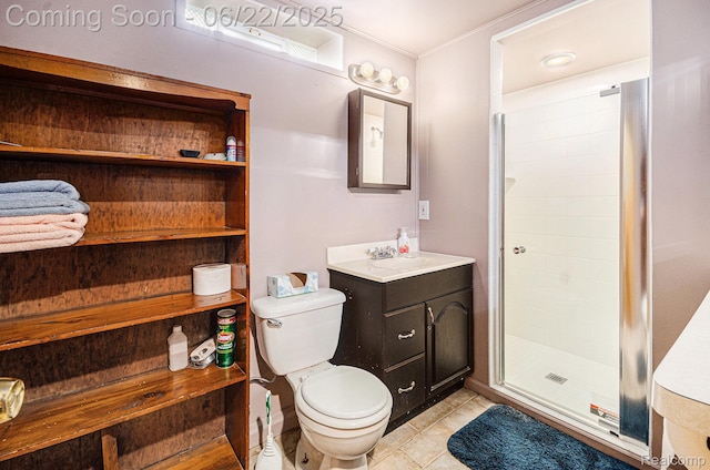 9300 Clippert St, Taylor, MI 48180 - full bath featuring vanity, a stall shower, tile patterned flooring, and crown molding