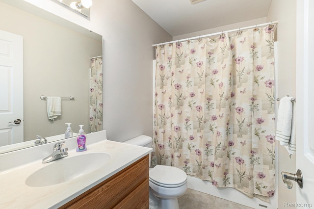 6144 Northridge Hills Dr, Brighton, MI 48116 - full bath featuring vanity, tile patterned floors, and shower / bath combo