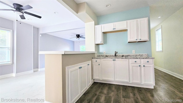 2520 Seyburn St, Detroit, MI 48214 - kitchen with ceiling fan, white cabinetry, healthy amount of natural light, and recessed lighting
