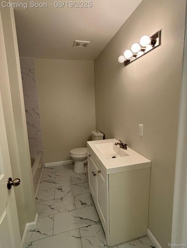 29264 Gloede Dr, Warren, MI 48088 - full bathroom with marble look tiles, vanity, a tub, and a shower