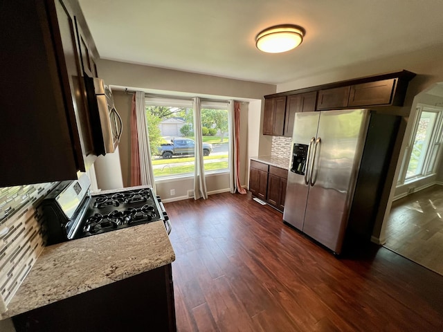 22026 Alger St, Saint Clair Shores, MI 48080 - kitchen with appliances with stainless steel finishes, backsplash, healthy amount of natural light, and dark brown cabinets