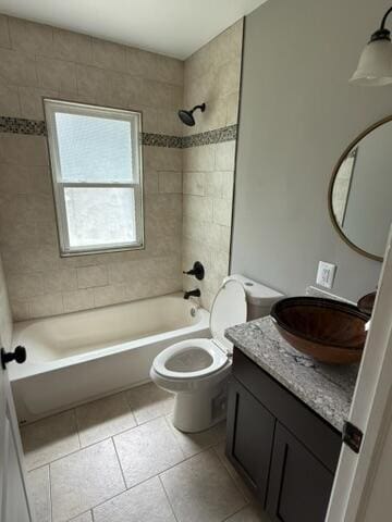22026 Alger St, Saint Clair Shores, MI 48080 - bathroom with vanity, washtub / shower combination, and tile patterned floors