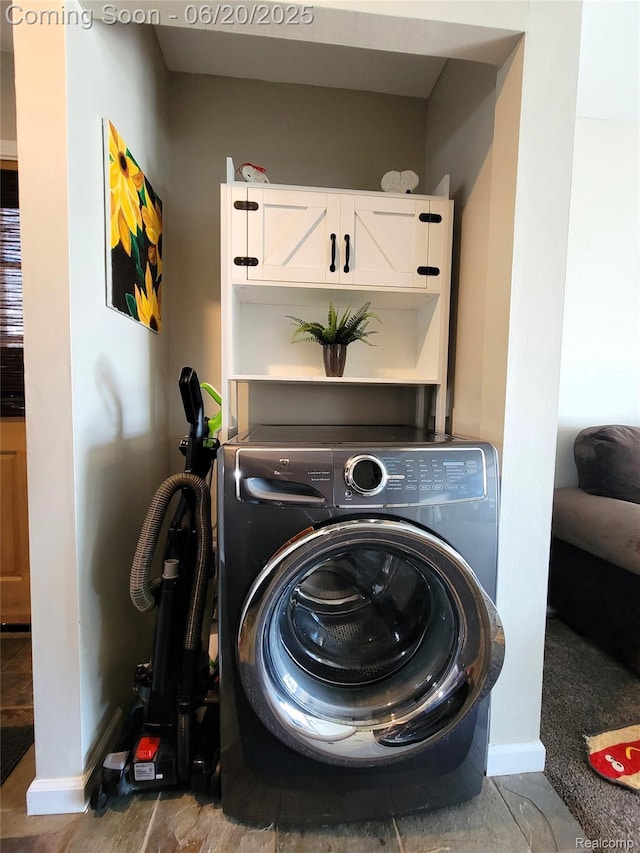 11329 E Shore Dr, Whitmore Lake, MI 48189 - laundry room with washer / dryer and cabinet space