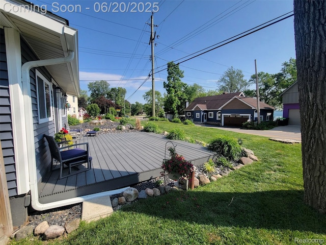 11329 E Shore Dr, Whitmore Lake, MI 48189 - wooden terrace featuring a lawn