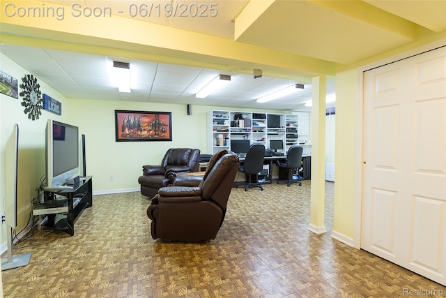 24320 Simmons Dr, Novi, MI 48374 - living room with an office area and a drop ceiling