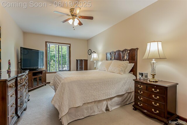 24320 Simmons Dr, Novi, MI 48374 - bedroom with carpet floors and a ceiling fan