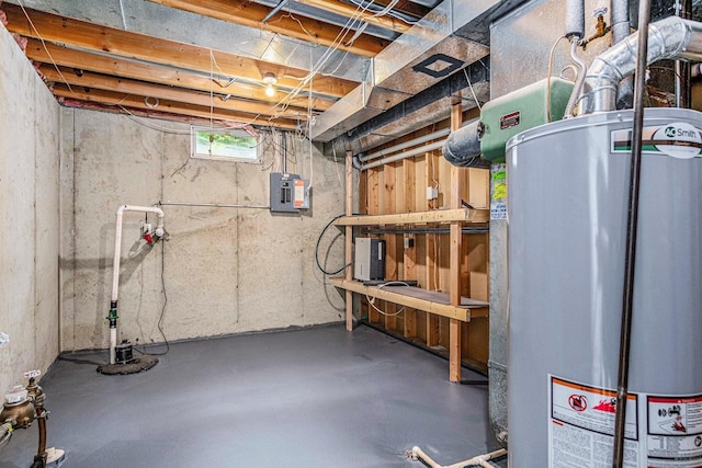 2502 Thorn Creek St SE, Kentwood, MI 49508 - below grade area with gas water heater, electric panel, and drainage system