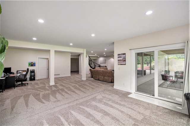 68363 Calvin Center Rd, Cassopolis, MI 49031 - carpeted living area featuring recessed lighting and a desk