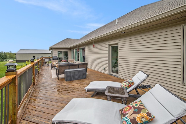 68363 Calvin Center Rd, Cassopolis, MI 49031 - wooden deck featuring an outdoor hangout area