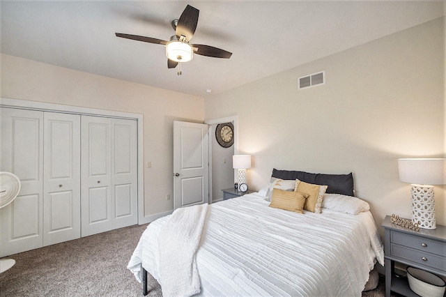 68363 Calvin Center Rd, Cassopolis, MI 49031 - carpeted bedroom featuring a ceiling fan and a closet