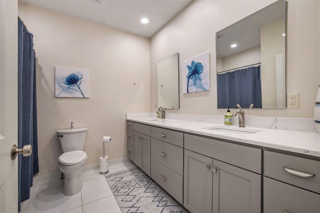 68363 Calvin Center Rd, Cassopolis, MI 49031 - bathroom with double vanity, tile patterned flooring, and recessed lighting
