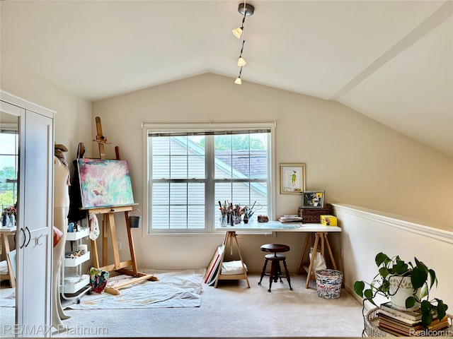5089 Northfield Dr, Howell, MI 48843 - carpeted office featuring vaulted ceiling