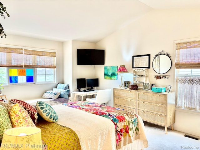 5089 Northfield Dr, Howell, MI 48843 - bedroom featuring vaulted ceiling and carpet floors